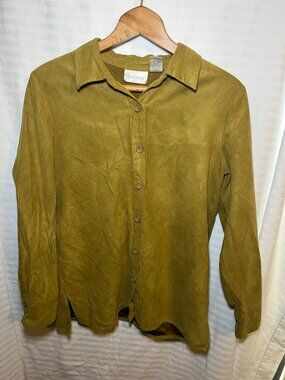 Studio Works Olive Button Up Blouse Medium